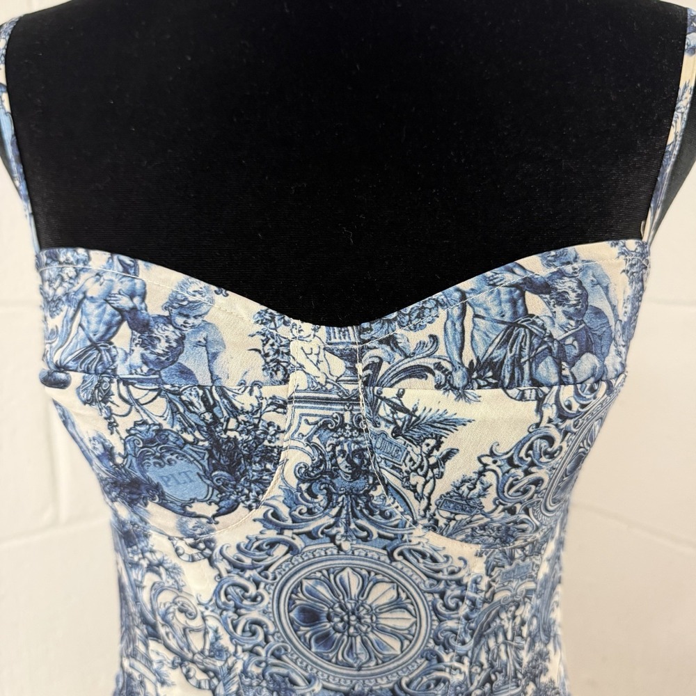 Pretty Little Thing Corset Cami Top Size 8 Roman Grecian Blue Romantic Dainty - Picture 2 of 11